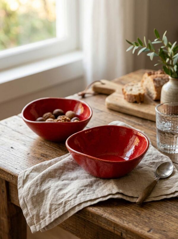 Set com 2 Bowls Papaya em Cerâmica Vermelho